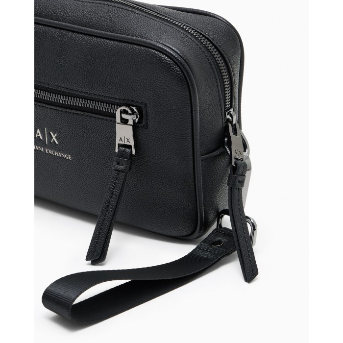 Pochette nera con mini logo per uomo