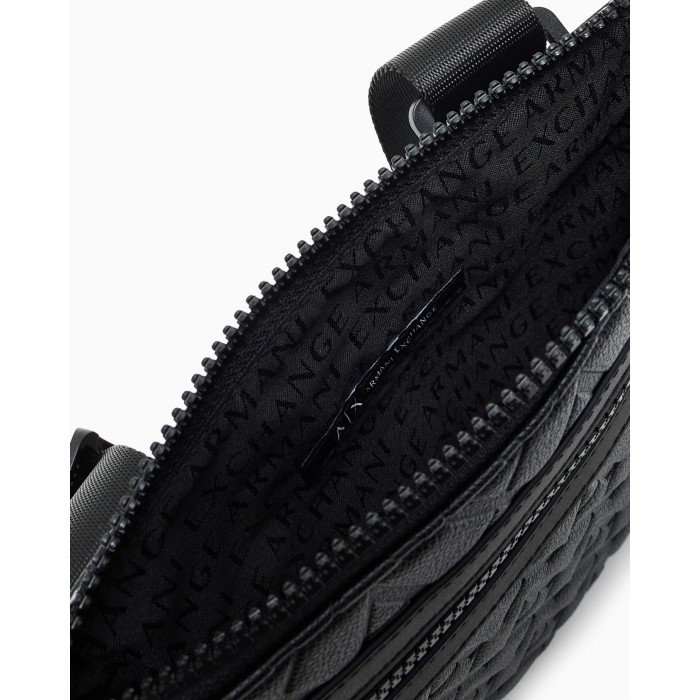 Tracolla nera con logo all over per uomo