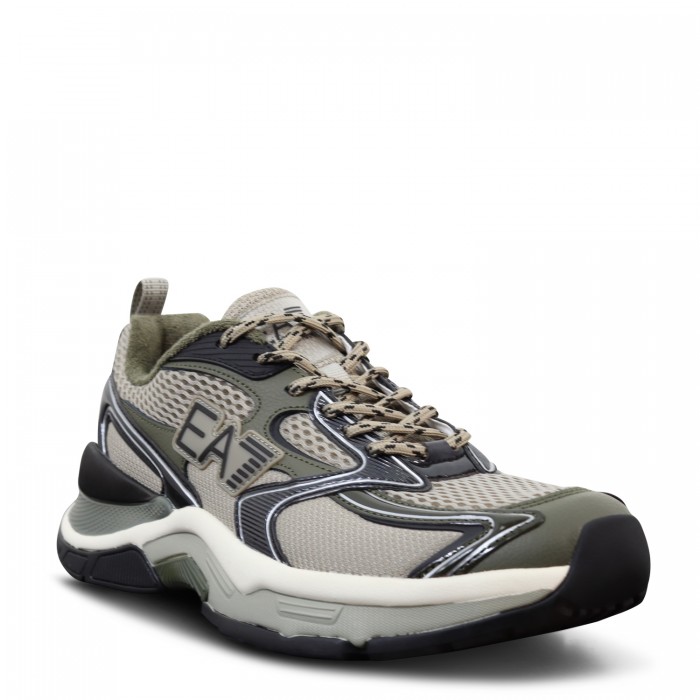 Sneakers verdi con logo per uomo