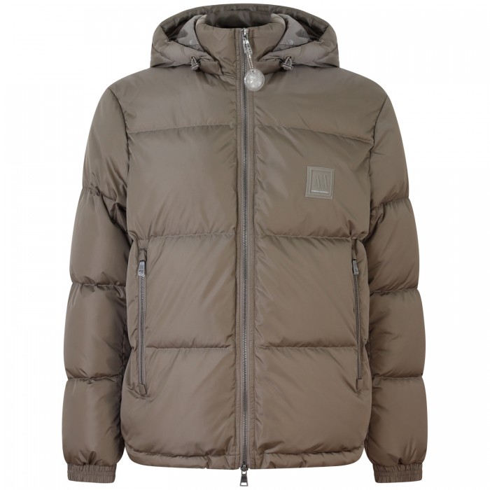 Piumino marrone con cappuccio per uomo