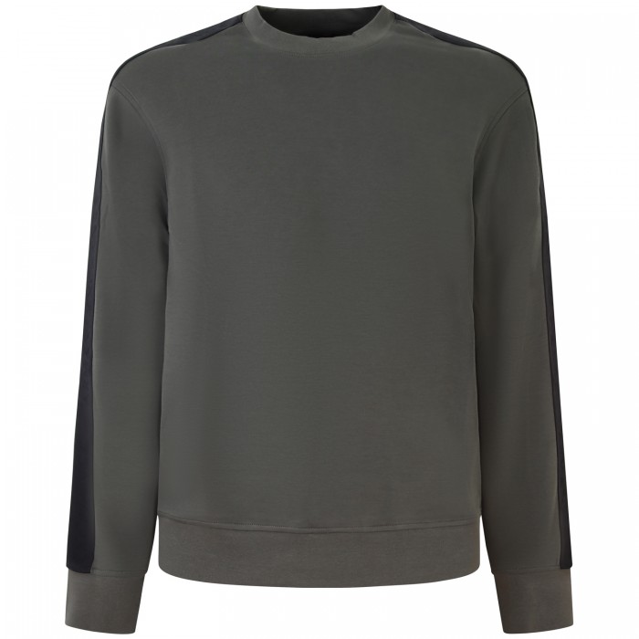 Felpa verde con bande logate per uomo