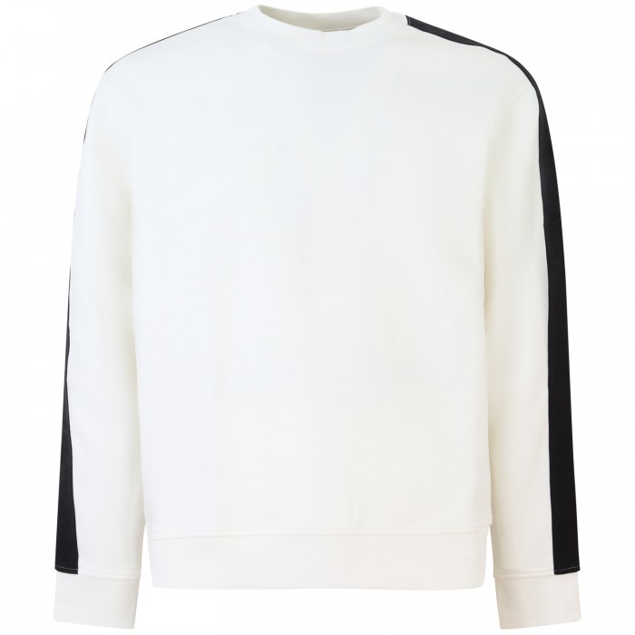Felpa bianca con bande logate per uomo