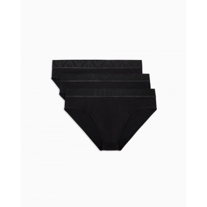 Slip 3 pack nero con logo per uomo