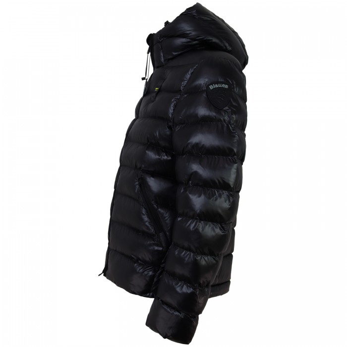 Piumino nero con logo per uomo