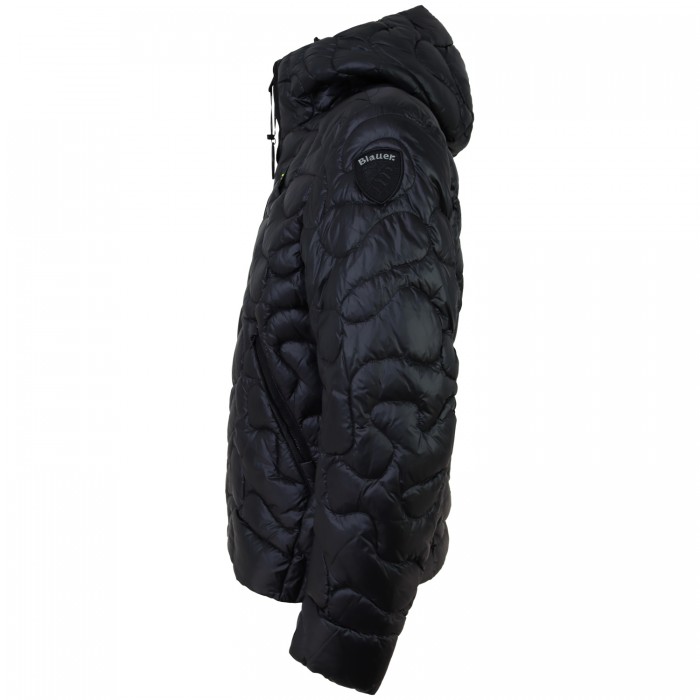 Piumino nero con logo per uomo