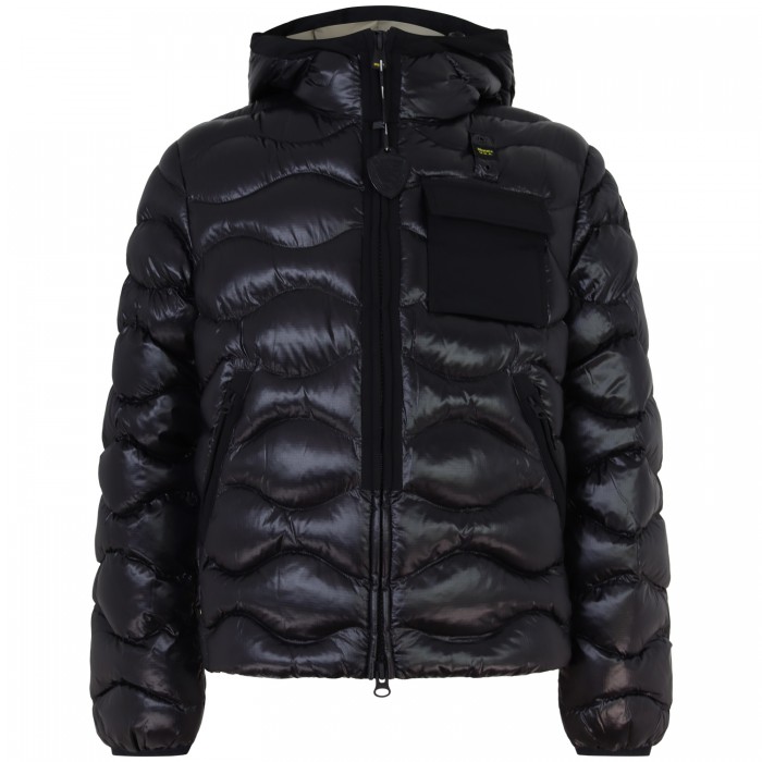 Piumino nero con logo per uomo