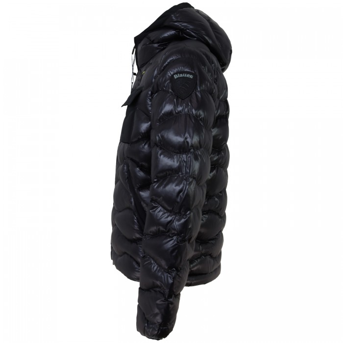 Piumino nero con logo per uomo