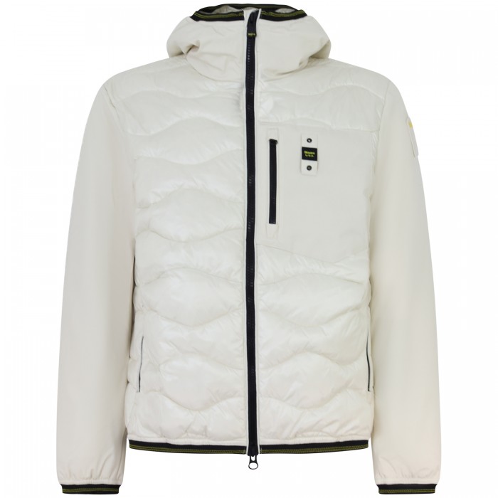 Piumino avorio con logo per uomo