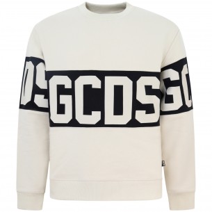 Felpa beige con logo per uomo