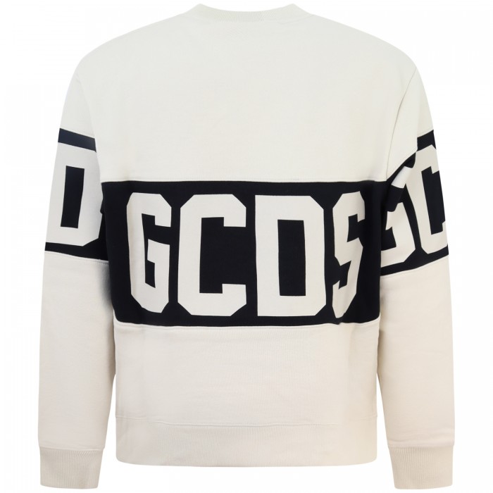 Felpa beige con logo per uomo