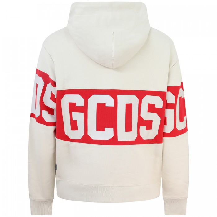 Felpa beige con maxi logo per uomo