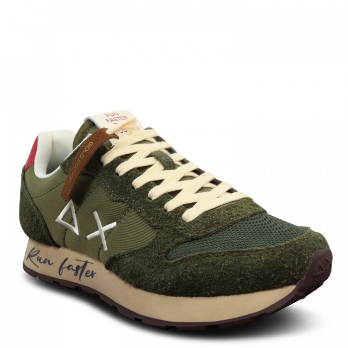 Sneakers verde con mini logo per uomo