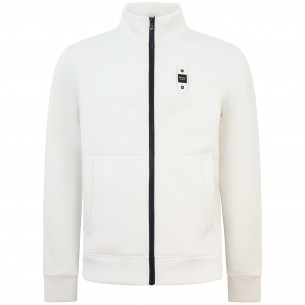 Felpa avorio con zip per uomo