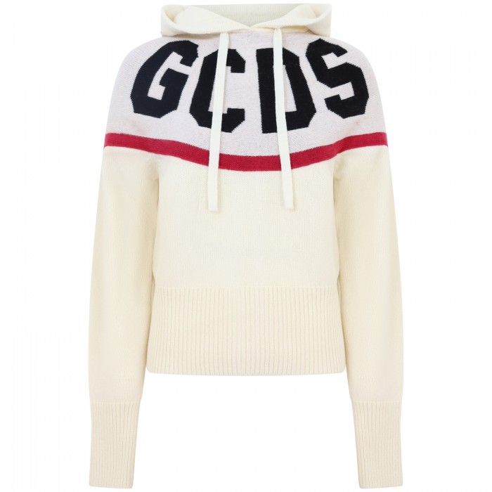 Maglione bianco con logo centrale per...