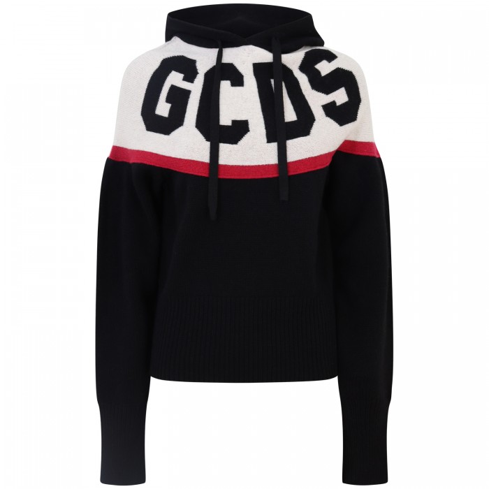 Maglione nero con logo centrale per...