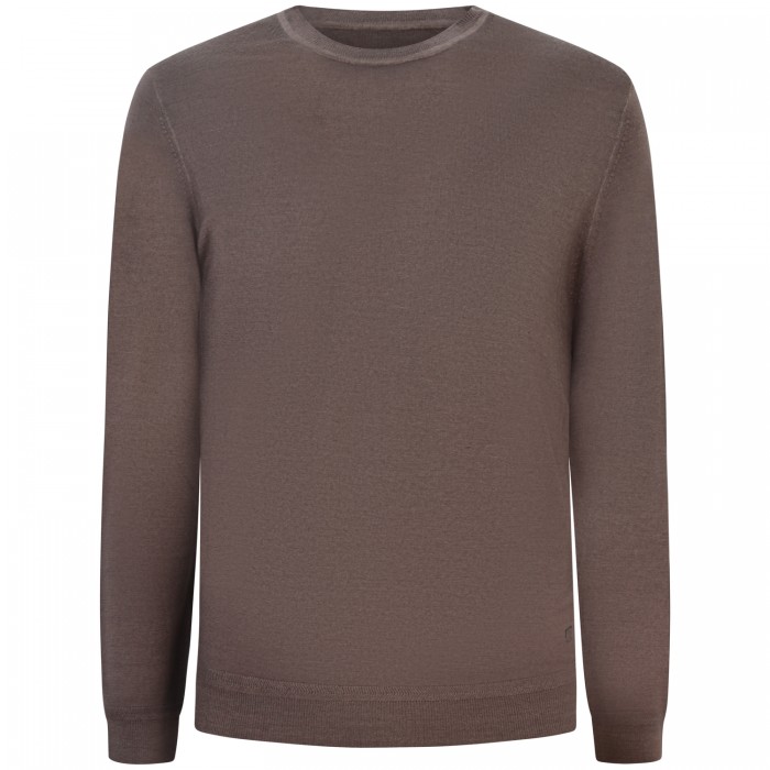 Maglione marrone con mini logo per uomo