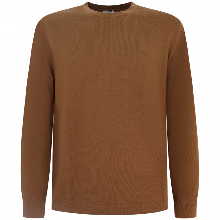 Maglione marrone con mini logo per uomo