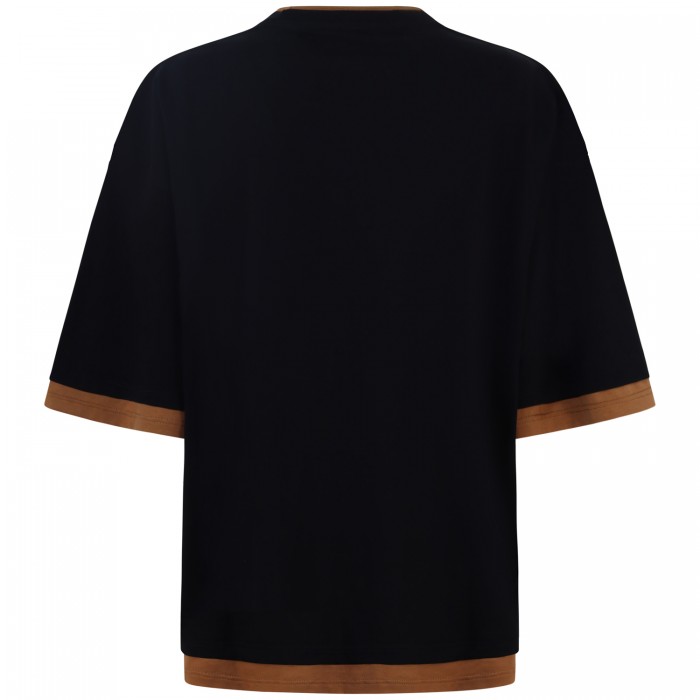 T-shirt nera con logo maculato per donna