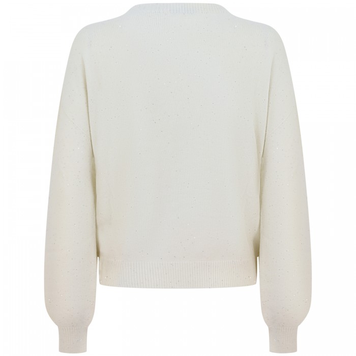 Maglione panna con strass per donna