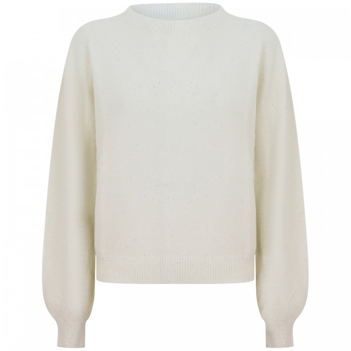 Maglione panna con strass per donna