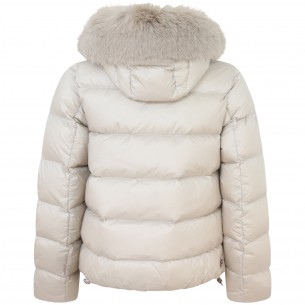 Piumino corto avorio per donna 2