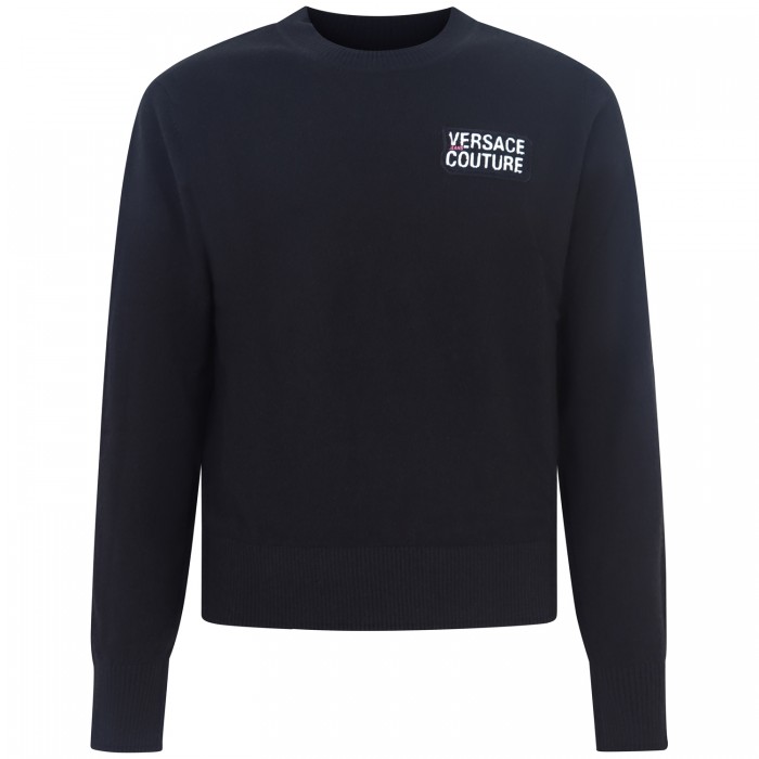 Maglione nero con logo per uomo