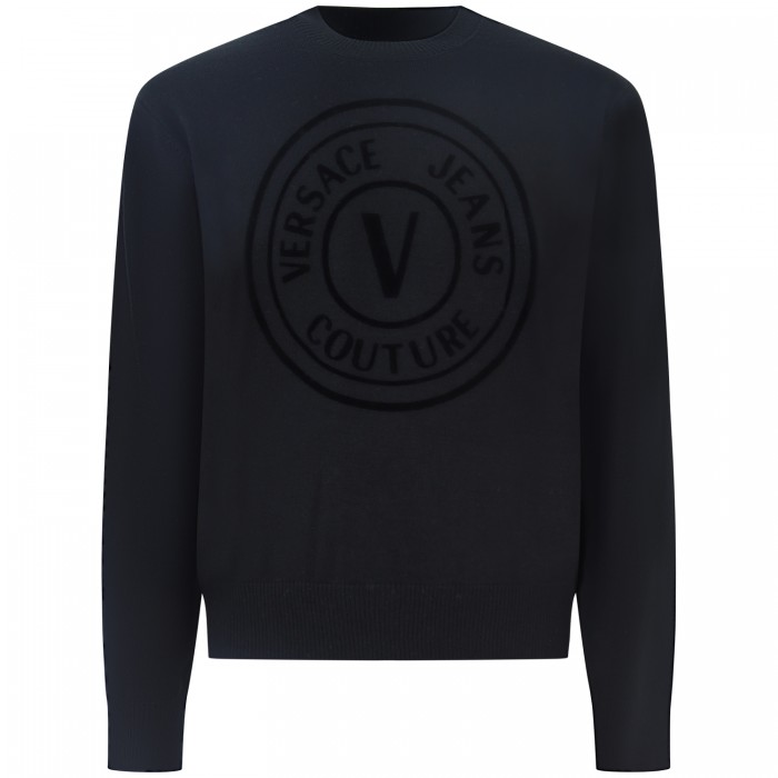 Maglione nero con logo per uomo