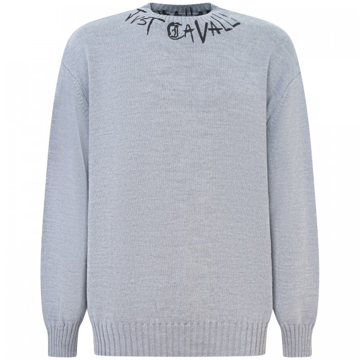 Maglione grigio con logo per uomo Maglione grigio con logo per uomo