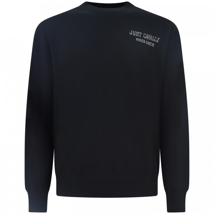 Maglione nero con logo per uomo Maglione nero con logo per uomo