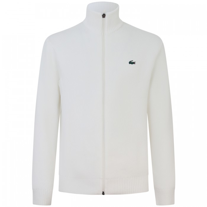 Cardigan con zip a costine bianco per... Cardigan con zip a costine bianco per...
