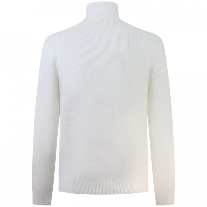 Cardigan con zip a costine bianco per... Cardigan con zip a costine bianco per...