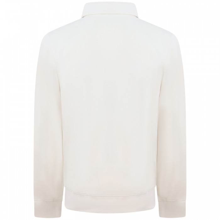 Felpa con collo polo panna per uomo