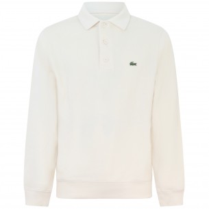 Felpa con collo polo panna...