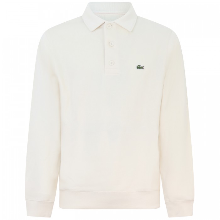 Felpa con collo polo panna per uomo