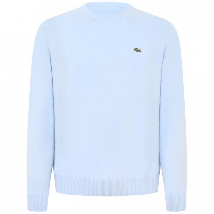 Maglione celeste con mini logo per uomo Maglione celeste con mini logo per uomo