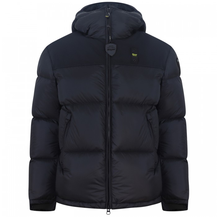 Piumino nero con logo per uomo Piumino nero con logo per uomo