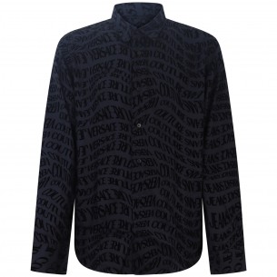 Camicia nera con logo per uomo