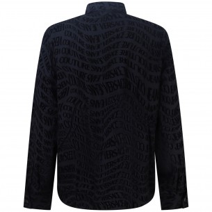 Camicia nera con logo per uomo 2