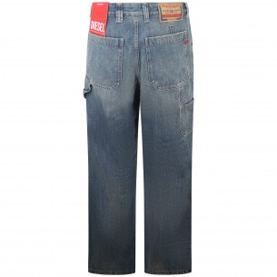 Jeans con tasconi blu per uomo 2