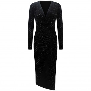 Abito lungo con strass nero...