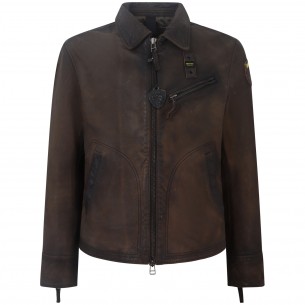 Giubbotto marrone in pelle...