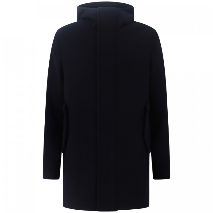 Cappotto blu con cappuccio per uomo Cappotto blu con cappuccio per uomo