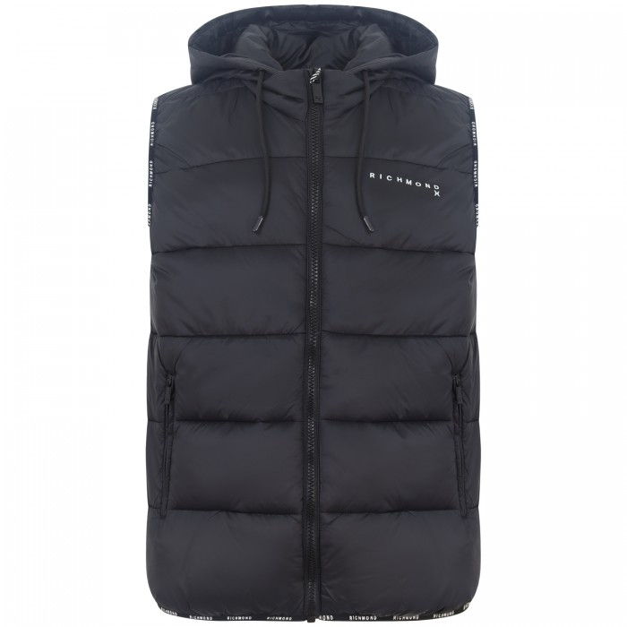 Gilet nero con cappuccio per uomo