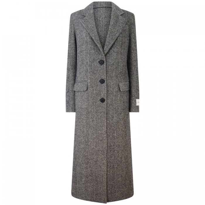 Cappotto grigio spigato per donna