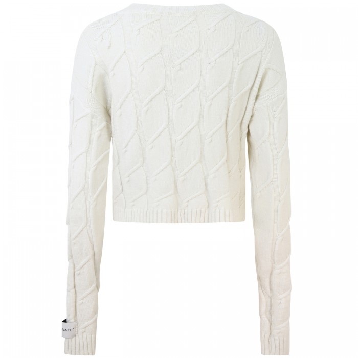 Maglione corto bianco intrecciato per...