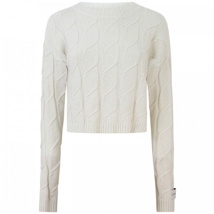 Maglione corto bianco intrecciato per...