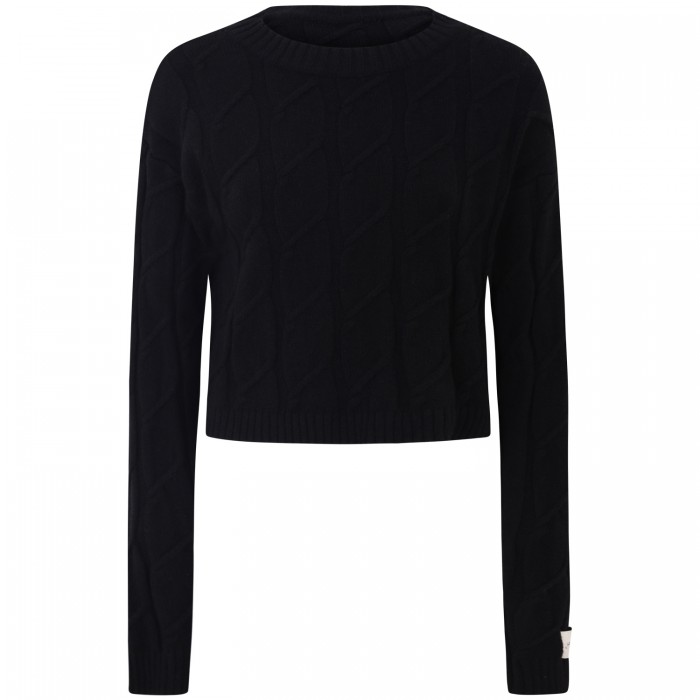 Maglione nero intrecciato corto per...