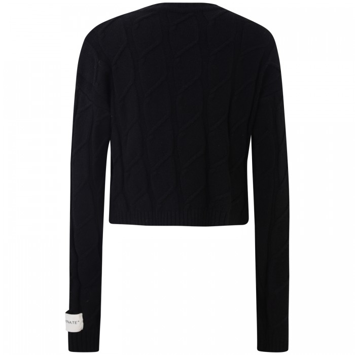 Maglione nero intrecciato corto per...