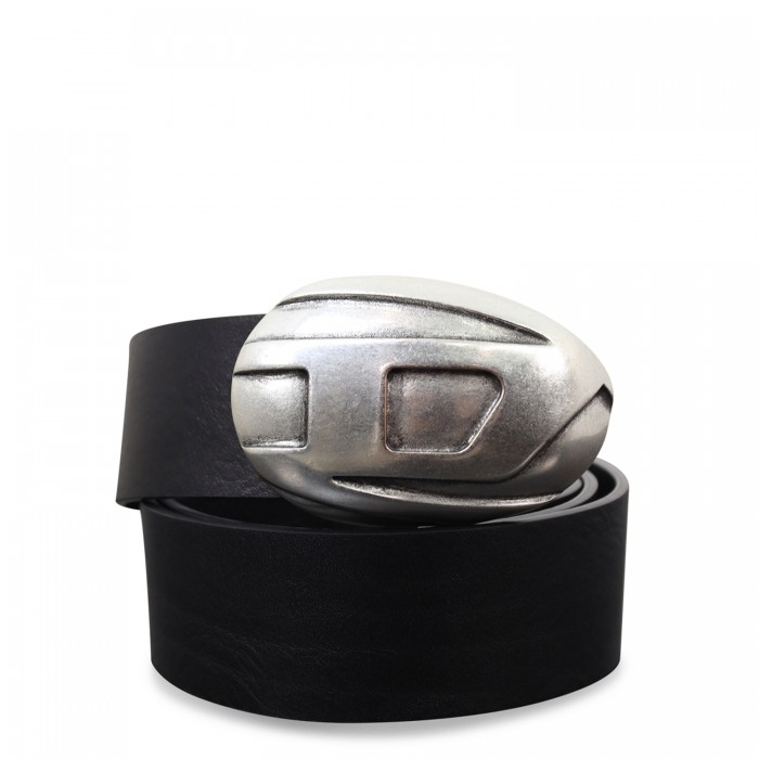 Cintura nera con logo per uomo