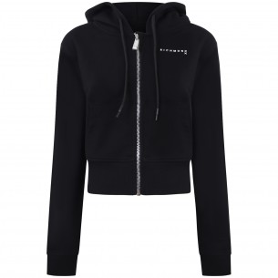 Felpa nera con zip per donna